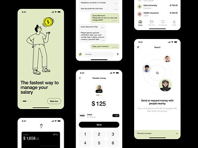 Salary management: mobile banking app banking app finance fintech fintech design illustration mobile app neobank payments payroll saas design salary management ui vector