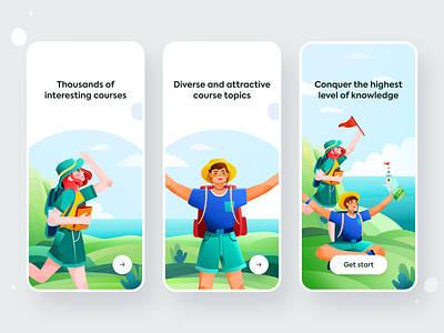 Onboarding Illustration app character color course flat illustration ui vector