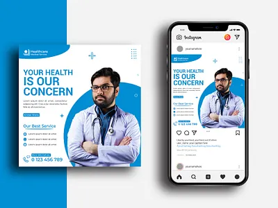 Healthcare social media post template advertise banner clinic dental dentist design designer doctor facebook graphic design health healthcare instagram post social social media post square template