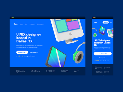 Designer Portfolio Concept 3d branding dark dark mode design free graphic design hero illustration landing page logo macos mockup open source portfolio typography ui ux vector web