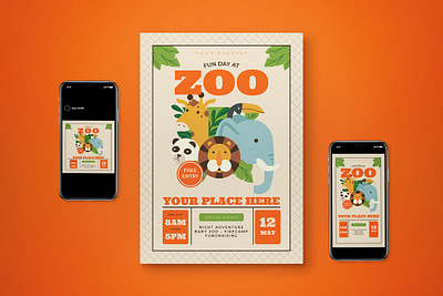 Zoo Flyer Set animal animal illustration graphicook studio park zoo zoo zoo animal zoo event zoo flyer zoo park