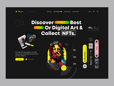 NFTs - Website Landing Page 3d 3d web animation bitcoin blockchain branding crypto design digital art futuristic landing page marketplace nft nft 3d nft animation nft marketplace nft music nft web nftwebsite web design