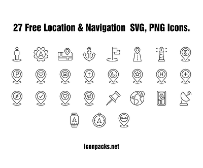 27 Free Location And Navigation SVG, PNG Icons. design free resources freebies icon pack icon set icons png icons svg icons vector