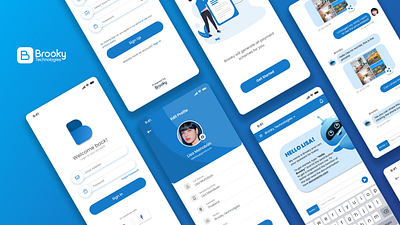 Brooky Chatbot app application chat chatbot design mobile app mobile application ui uiux