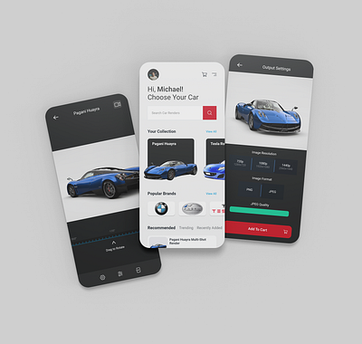 Car Render App Design androiddesign carmodel carmodelviewer carrenderapp cars concept iosdesign motion graphics ui uidesign userexperience uxdesign