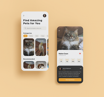 Pet Adoption App Design androiddesign concept dailyinspiration design iosdesign mobileappconcept petadoption petadoptionapp petapp pets petshop ui uidesign uxdesign