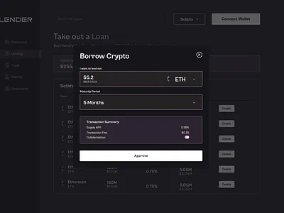 Crypto Lending App Modal app blockchain branding crypto cryptocurrencies design figma ui user interface