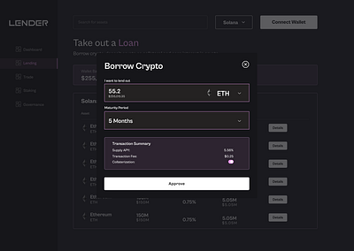 Crypto Lending App Modal app blockchain branding crypto cryptocurrencies design figma ui user interface