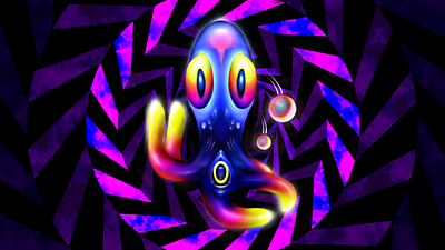 Fingers and Oc-toes background design graphic design illustration neon octopus psychedelic squid striking trippy wallpaper