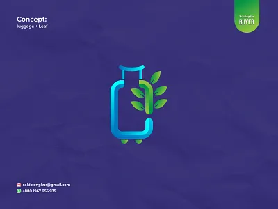 Modern Eco-friendly Luggage Logo abstract branding combination mark design ecofriendly logo gradient logo graphic design leaf logo logo luggage logo modern logo monogram natural logo sakib ongkur studiotit tour logo travel logo vector