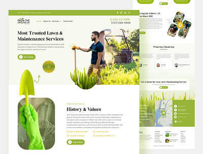 Lawn and Landscape Service Website landing page landscape design landscape service website lawn care website lawn mowing lawn service user interface design website website design website interface ui website landing page website ui ux