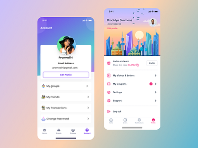 My Profile Screens app design my profile profile ui ux