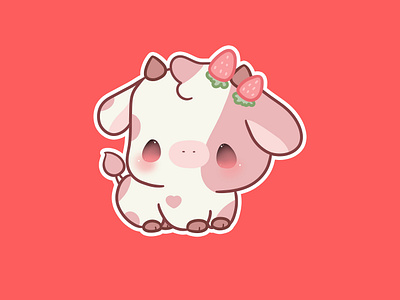 Strawberry Cute Cow cute animals