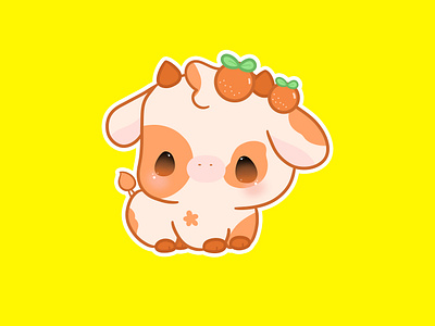 Orange Cute Cow cute animals