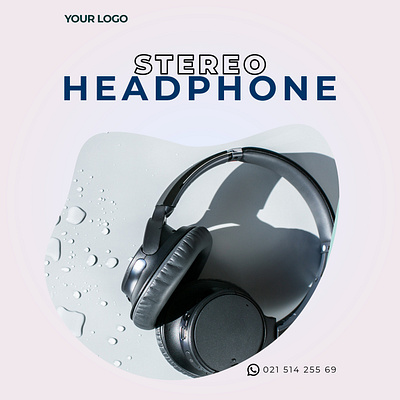 Stereo Headphone Post Design banner branding creative design design design ideas graphic design headphone post design post design product design social media post design