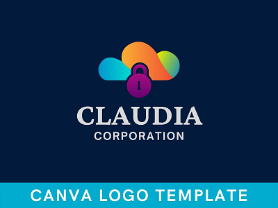 Premade Cloud Security Canva Logo Template brand identity branding canva design gradient logo illustration logo logo design logomark modern logo template