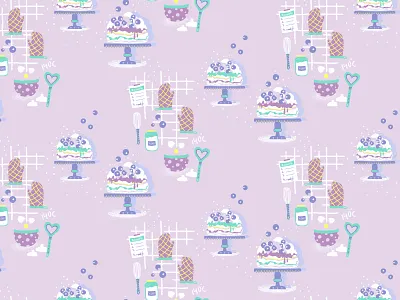 Baking Meringue Cake- Seamless Pattern affinity affinity designer baking cake cake baking fabric pattern illustration kitchen lavender madeinaffinity meringue modern vintage pastels pattern pattern design surface design textile fabric