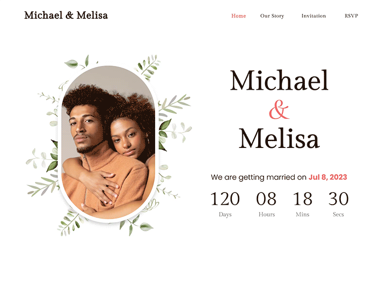 Wedding Announcement - Hero section animation branding graphic design illustration invitation minimal motion graphics rsvp save the date ui ux web desing web ui wedding wedding planner