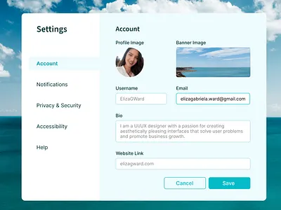 Account Settings | Desktop & Website App account app branding design desktop app illustration logo product designer settings ui uiux uiuxdesigner user interface web app