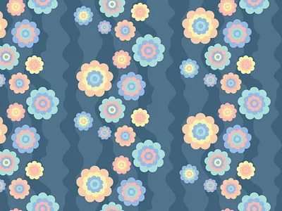 Retro Flowers- Seamless Pattern floral pattern flower pattern flowers madeinaffinity pattern design retro retro flowers surface design vector pattern wavy pattern wawes