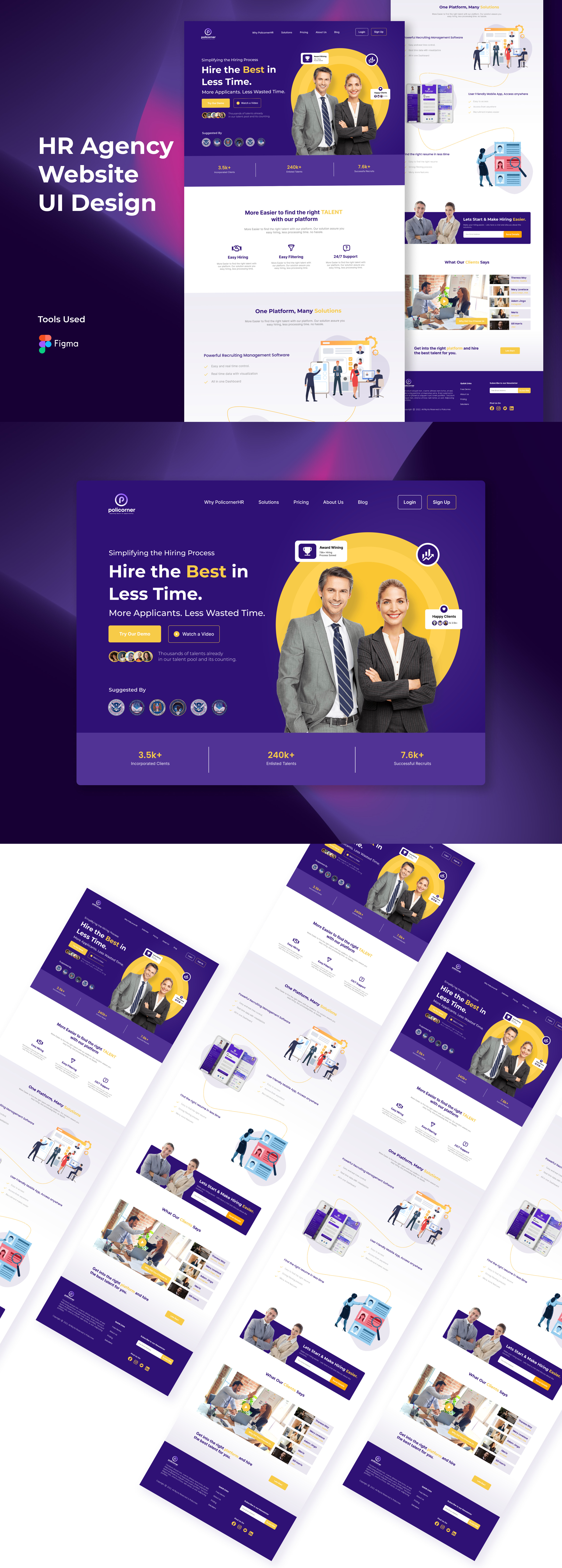 PolicornerHR Website Landing Page UI Design daily ui hr website landing page landing page design product design ui ui ux uiux web ui website design