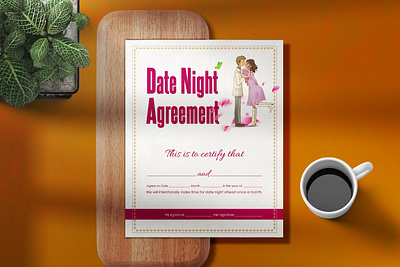 Date Night Couple Agreement certificate ad advertising agreement amazing banner business certificate couple creative date night dating design designer elegant eye catching flyer graphic design illustration love unique