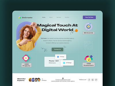 DeCreate || Creative Design Agency agency branding creative agency design digital agency header hero illustration landing page logo portfolio studio ui ux vector webpage