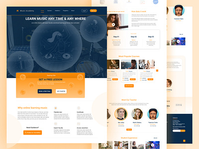Music Academy Landing Page best music school branding music academy e learning music school e music landing page music music academy music academy landing page music college music landing page music school online music online music academy tech music tech music academy ui home page ui music landing page uiux user experience user interface