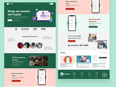 Passlock - password manager design homepage landing page design landing pages landingpage password manager