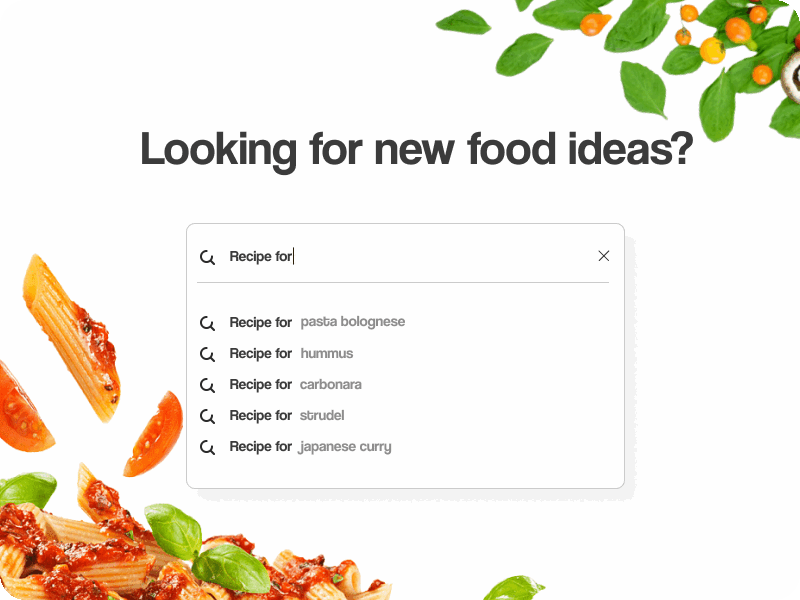 Food recipe search bar by Gabriele Castaldo on Dribbble