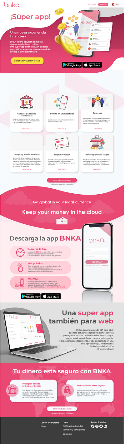 BNKA webflow web app adobe xd design figma figma to webflow fintech website ui web design web ui webflow website xd