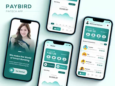 PayBird - Mobile Banking App app banking banking app bkash app figma finance finance app fintech app mobile mobile banking app modern money transfer app paytm receive money send money ui kit ui mobile app