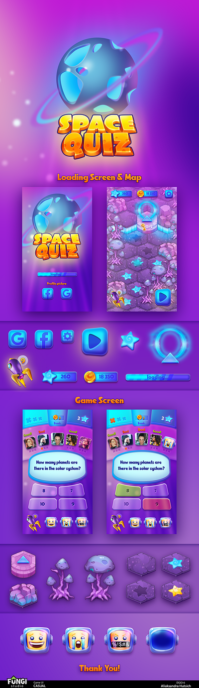 Space Quiz. Casual Game UI. casual game game ui logo quiz space ui