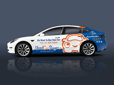 Used Car Buyer - Tesla Car Wrap Design! boat wrap branding car sticker car wrap car wraps cars commercial wrap design graphic design print ready files source files tesla car wrap truck wrap van wrap vehicle graphics vehicle wrap vehicle wrap design