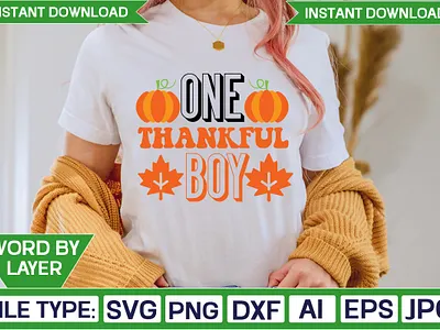 One Thankful Boy Svg Design