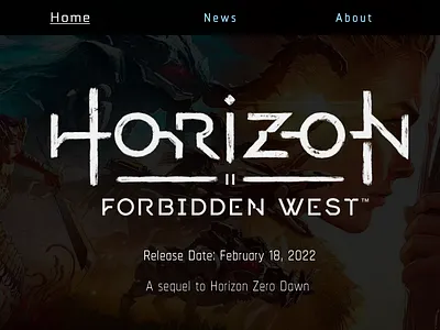 Horizon Forbidden West Fanpage design ui web design