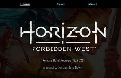 Horizon Forbidden West Fanpage design ui web design