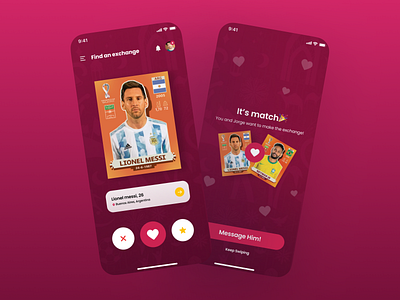 Qatar WC 2022 stickers exchange App | UI ⚽ album app argentina cromo design exchange fifa world cup football graphic design messi mundial neymar quatar quatar 2022 soccer sticker stickers ui ux world cup