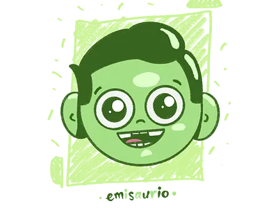 Emisaurio 2d character characterdesign design green happy illustration ipadpro people procreate
