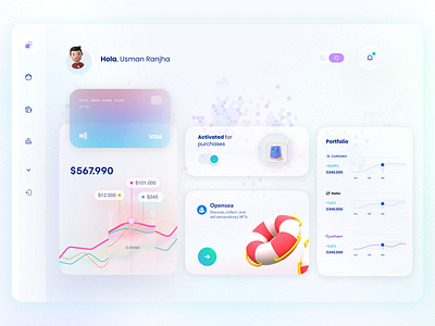 Crypto Wallet Dashboard | Glassmorphism UI Design 3d app colors crypto dashboard design glassmorphism illustration mockup ui ux wallet