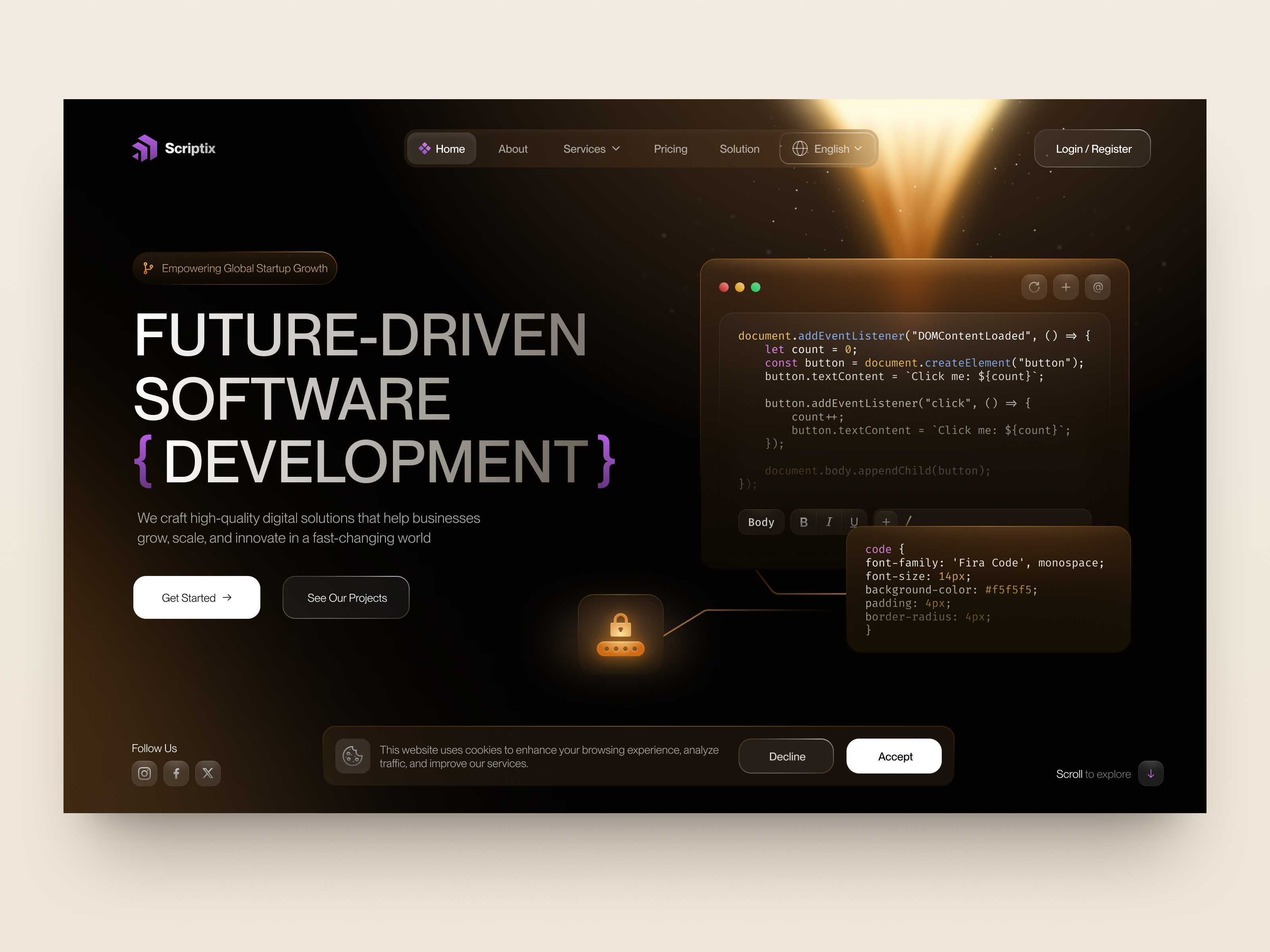 Example of Product design for Software Development