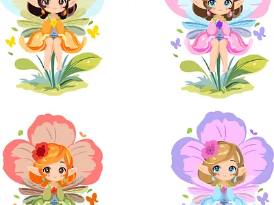 Cute fairy cartoon characters 3d animation branding cartoon characters childrens book cute characters digital art flat illustration graphic design logo motion graphics ui vector art