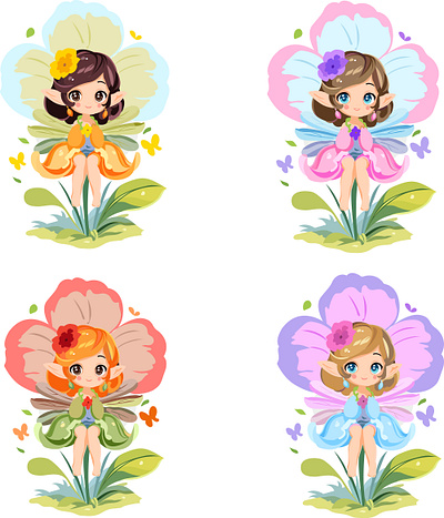 Cute fairy cartoon characters 3d animation branding cartoon characters childrens book cute characters digital art flat illustration graphic design logo motion graphics ui vector art