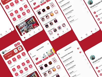 Mobile Banking App UI Design app ayapay mobile mobile banking app myanmar banking red ui ui uiux