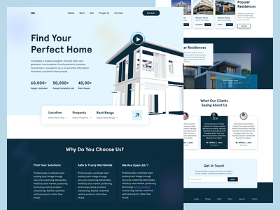 Real Estate Landing : Website Design : landing page : Home page 3d animation clean design graphic design homepage illustration landing page landingpage logo minimalist real estate landing ui ui design uiux web web design website website design