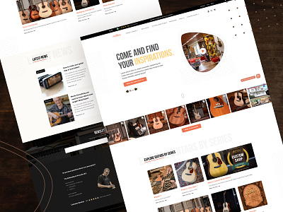 The Fellowship of Acoustics - Website Design belgium brown design desktop ecommerce guitar music odoo orange store ui ux website yellow