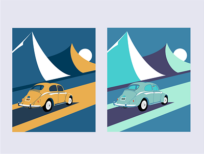 The 1959 VW 1959 2d branding concept design graphic design illustration logo mountain ui vector volkswagen vw