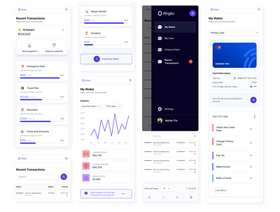 Finku Dashboard Exploration adobe figma analytics page app design auto layout bank business dashboard desktop design finance app modern product page responsive design settings page table page ui design system wallet app webapp design