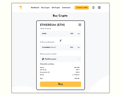 Buy Crypto Checkout page account buy page checkout page crypto defi payment product design register smart contract ui wallet web web app web3