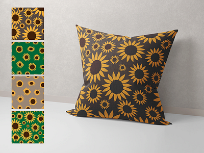 Sunflowers patterns collection graphic design illustration pattern pillow sunflowers vector